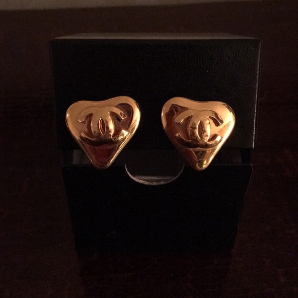 CHANEL Jewelry - Vintage Chanel Heart Earrings Authentic
